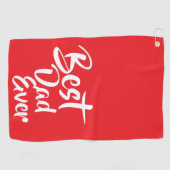 Serviette De Golf 'Meilleur Papa du Monde' Typographie Rouge Blanc C (Horizontal)