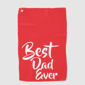 Serviette De Golf 'Meilleur Papa du Monde' Typographie Rouge Blanc C (Devant)