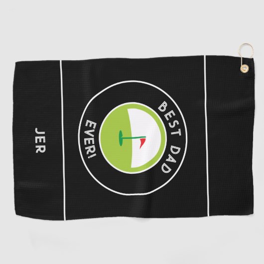 Serviette De Golf Meilleur papa jamais amusant Golfeur moderne Noir  (Horizontal)