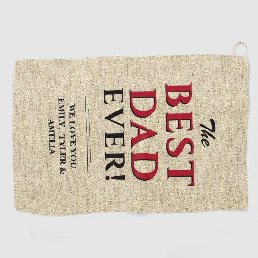 Serviette De Golf Meilleur Papa Jamais Russe Beige Typographie Père (Horizontal)