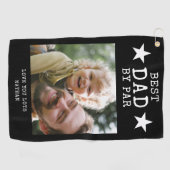 Serviette De Golf Meilleur papa noir et blanc par nom photo (Horizontal)