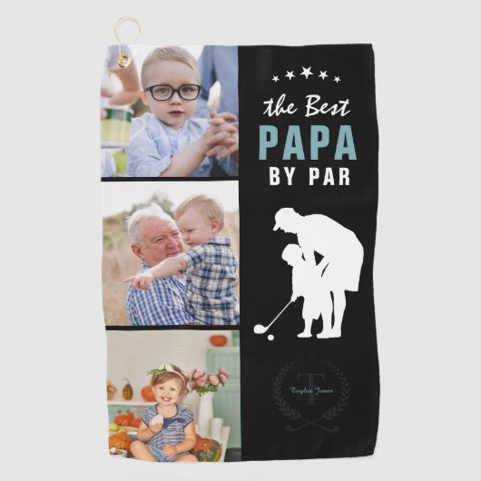 Serviette De Golf Meilleur Papa Par | Collage photo Monogram (Devant)