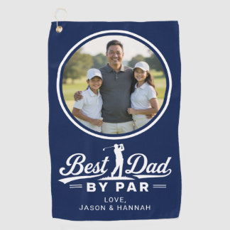 Serviette De Golf Meilleur Papa Par Golfeur Père Photo Moderne Navy
