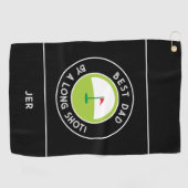 Serviette De Golf Meilleur Papa Par Long Shot Fun Golfer Modern Blac (Horizontal)