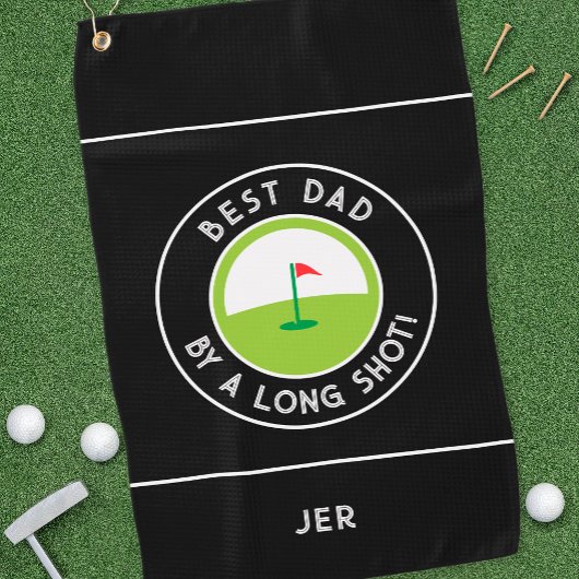 Serviette De Golf Meilleur Papa Par Long Shot Fun Golfer Modern Blac