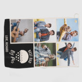 Serviette De Golf Meilleur Papa Par Par Custom 5 Photo Collage (Horizontal)