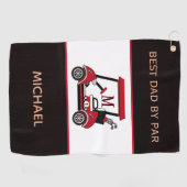 Serviette De Golf Meilleur papa par Par Golf Panier Nom Monogramme (Horizontal)
