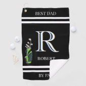 Serviette De Golf Meilleur papa par Par Personnalisé Monogramme Nom (En situation)