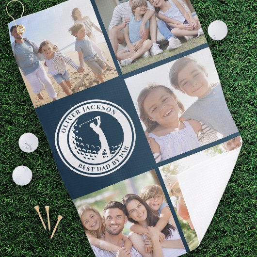 Serviette De Golf Meilleur papa par Par Photo Collage Monogramme