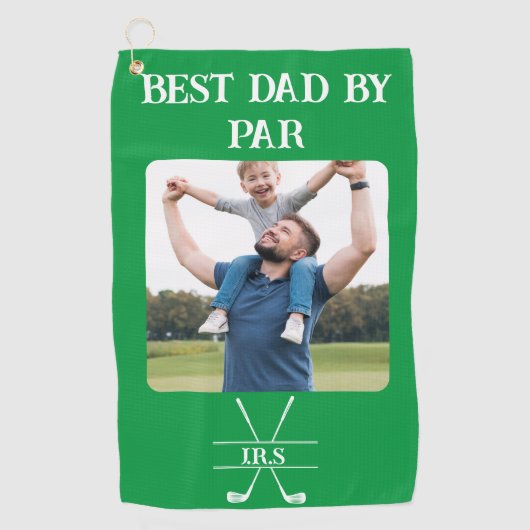 Serviette De Golf Meilleur papa par Par Photo Initiales Cadeau pour (Devant)