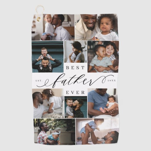 Serviette De Golf Meilleur Père Jamais Script Fête des pères Photo C (Devant)