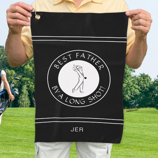Serviette De Golf Meilleur Père Par Une Longue Tache Male Noir & Bla