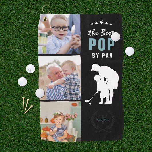 Serviette De Golf Meilleur Pop par Par | Collage photo monogramme