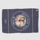 Serviette De Golf Meilleur Pop Pop par Photo Bleue (Horizontal)