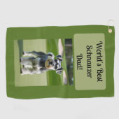Serviette De Golf Meilleur Schnauzer Papa ! vert noir 2025 (Horizontal)