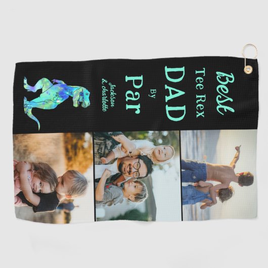 Serviette De Golf Meilleur Tee Rex Papa par Par 3 Photo Funny (Horizontal)