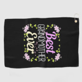 Serviette De Golf Meilleure grand-mère jamais - Rose Floral (Horizontal)