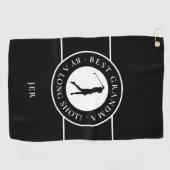 Serviette De Golf Meilleure grand-mère noire de loin Dames monogramm (Horizontal)