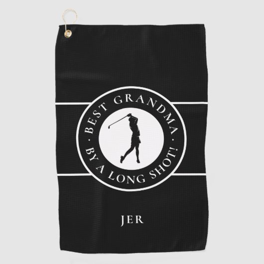 Serviette De Golf Meilleure grand-mère noire de loin Dames monogramm (Devant)