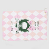 Serviette De Golf Meilleure Maman Ever Rose Moderne Dame Golfeuse Fê (Horizontal)