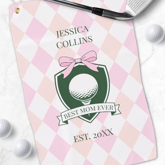 Serviette De Golf Meilleure Maman Ever Rose Moderne Dame Golfeuse Fê