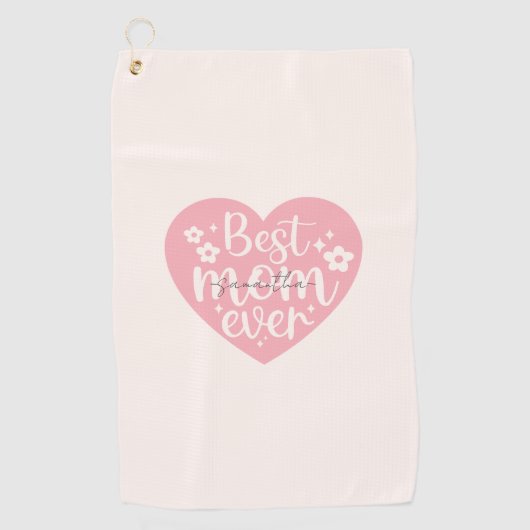 Serviette De Golf Meilleure maman jamais - Coeur (Devant)