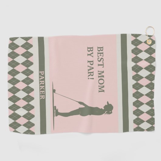 Serviette De Golf Meilleure maman Par Par Par Monogrammed (Horizontal)