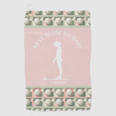 Serviette De Golf Meilleure Maman Par Par Pink Monogrammé (Devant)