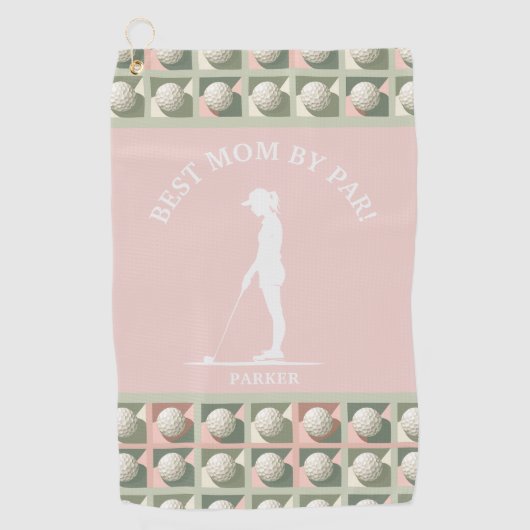 Serviette De Golf Meilleure Maman Par Par Pink Monogrammé (Devant)