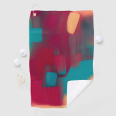 Serviette De Golf Mélange abstrait rouge et sarcelle (En situation)