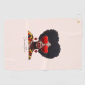 Serviette De Golf Melanin Magic : Black Queen Rocking Heart Shades (Horizontal)