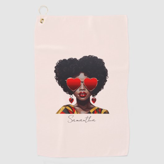 Serviette De Golf Melanin Magic : Black Queen Rocking Heart Shades (Devant)