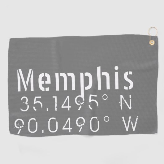 Serviette De Golf Memphis Tennessee Latitude de longitude (Horizontal)