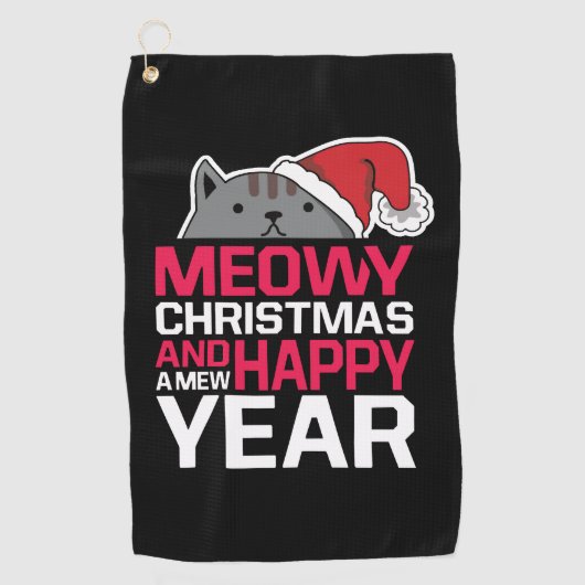 Serviette De Golf Meowy Christmas and Happy New Year (Devant)