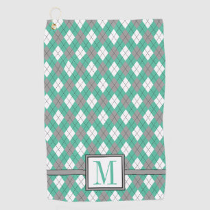 Serviette De Golf Mer  Gris cendré  Monogramme de Motif blanc de Ja