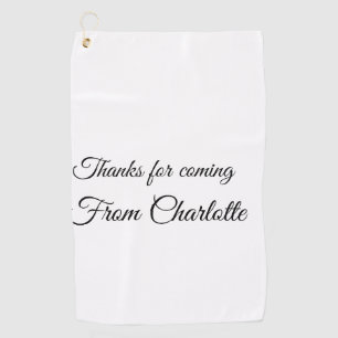Serviette De Golf merci d'être venu/venue nom à ajouter par SMS