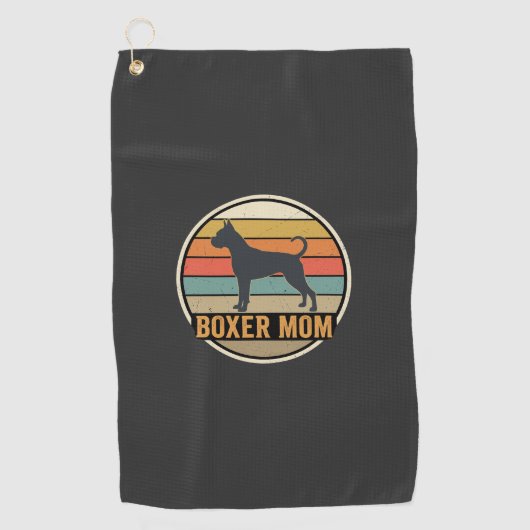 Serviette De Golf Mère Boxer Rétro Coucher de Soleil Chien (Devant)
