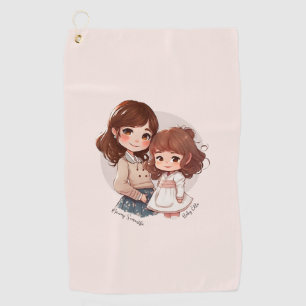 Serviette De Golf Mère et fille adorable personnalisée (2)