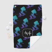 Serviette De Golf Mermaid aqua bleu ombre motif Monogramme (En situation)