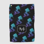 Serviette De Golf Mermaid aqua bleu ombre motif Monogramme (Devant)