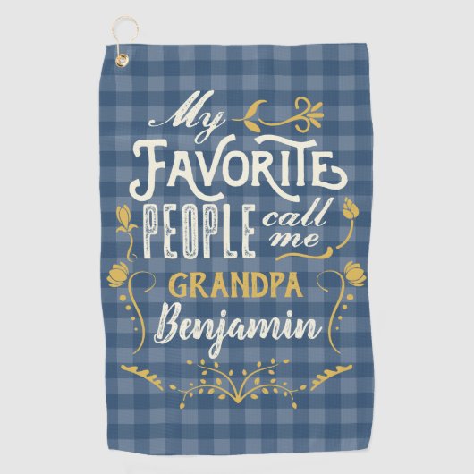 Serviette De Golf Mes gens préférés m'appellent Grand-Père Bleu En v (Devant)
