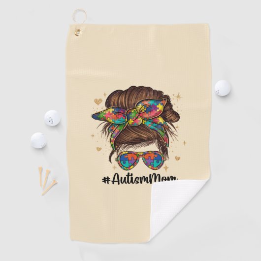 Serviette De Golf Messy Bun Fier Autisme Maman (En situation)