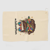 Serviette De Golf Messy Bun Fier Autisme Maman (Horizontal)