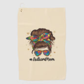 Serviette De Golf Messy Bun Fier Autisme Maman (Devant)