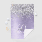 Serviette De Golf Métal brossé violet Parties scintillant d'argent N (En situation)