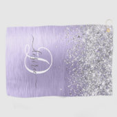 Serviette De Golf Métal brossé violet Parties scintillant d'argent N (Horizontal)