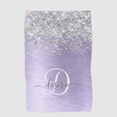 Serviette De Golf Métal brossé violet Parties scintillant d'argent N (Devant)