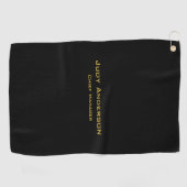 Serviette De Golf Metallic Gold & Black Professional Modern Elegant (Horizontal)