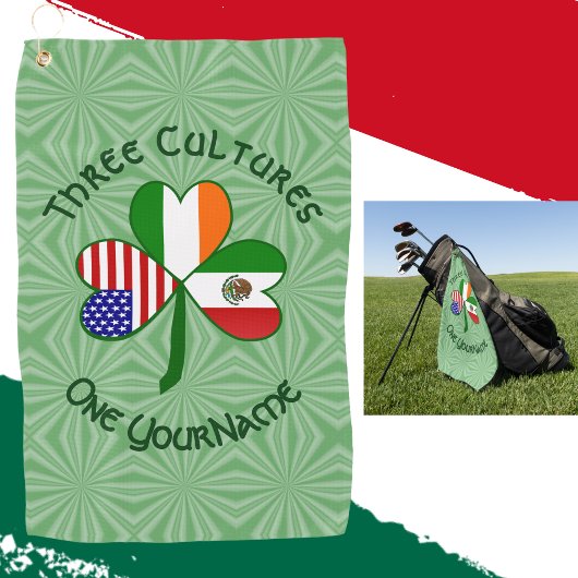 Serviette De Golf Mexique irlandais drapeaux américains Shamrock per