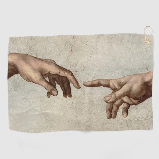 Serviette De Golf Michaelangelo mains création adam dieu (Horizontal)